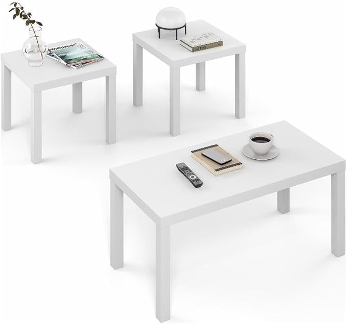 Furinno Classic Living Room Table Set of 3, Modern Rectangle Coffee Table by Furinno-FitsYourSpaceFitsYourBudget