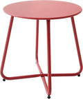 Patio Small Side Table Waterproof Round Metal Steel Weather Resistant Portable by Meluvici