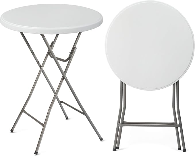 VINGLI 32" Plastic Folding Round Table Bar Height, HDPE Matrial by VINGLI