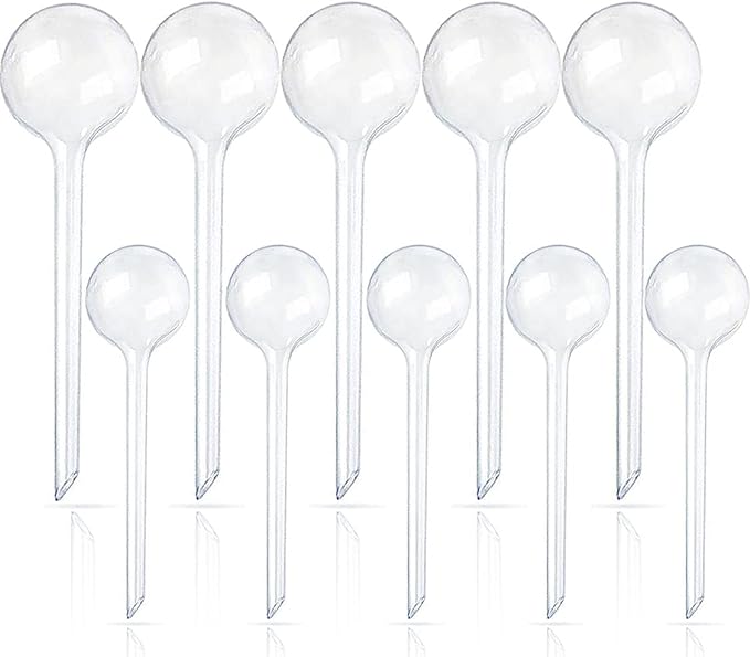 10 Pcs Clear Plant Watering Globes, Plastic Self-Watering Bulbs, Flower by -PlantWateringGlobes-
