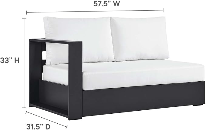 Modway Tahoe Modular Aluminum 2-Piece Outdoor Patio Furniture Gray White - Image 2