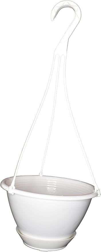 8" White Plastic Hanging Basket - Image 4