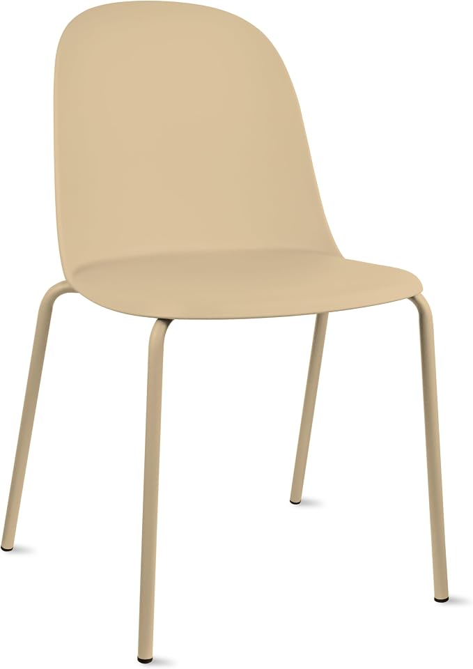 2xhome Set of 4 Modern Stackable Armless Dining Chairs | Plastic Shell Seat - Image 4