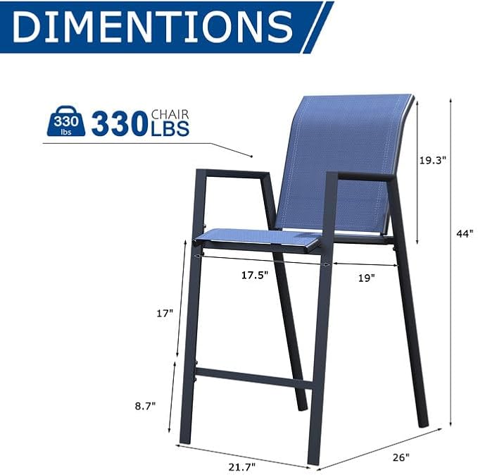 Outdoor Bar Stools Set of 6, Bar Height Chairs - Image 2