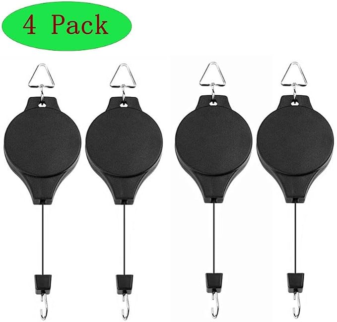4 Pack Plant Hook Pulley, Retractable Plant Hanger Easy Reach Hanging Flower - Image 2