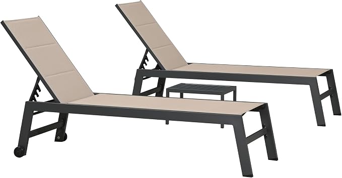 PURPLE LEAF Outdoor Chaise Lounge Set of 4 Aluminum Patio Lounge Chair - Image 9