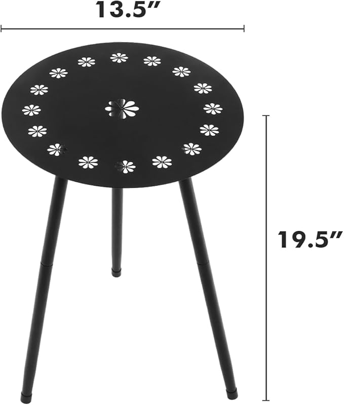 Outdoor Side Table Set of 2 Patio Round Tables - Image 3