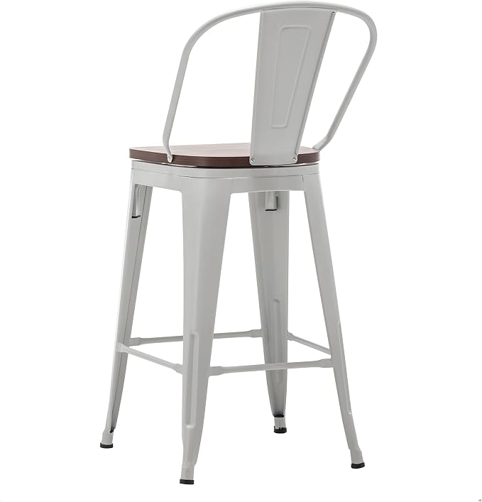 Alunaune 24" Swivel Metal Bar Stools Set of 4 High Back Counter Height - Image 9