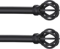 Curtain Rods for Windows 48 to 84, 2 Pack 5/8 Inch Black Heavy Duty Metal by Poskena