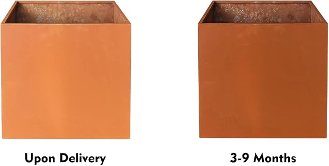 Corten Steel Planter Box Large Outdoor Planter 24 Inch Square Cube Planters - Image 6