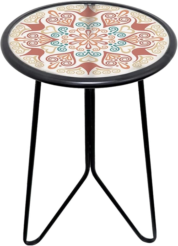 LIFFY Outdoor Metal Side Table, Indoor Round Home Decorative End Table by LiffyArt