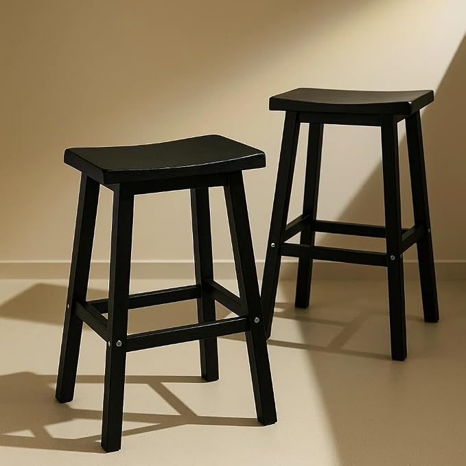 Bar Stools 29'' Outdoor Set of 4, Waterproof Modern Durable Resin Saddle Seat - Image 6