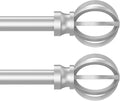 Silver Curtain Rods for Windows 28 to 48 Inch, 2 Pack 5/8" Diameter Heavy Duty by Poskena