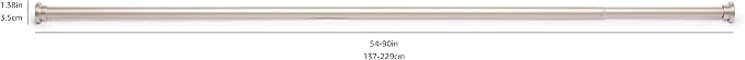 Amazon Basics No Drill Adjustable Indoor Outdoor Tension Curtain Rod, 54-90" - Image 6