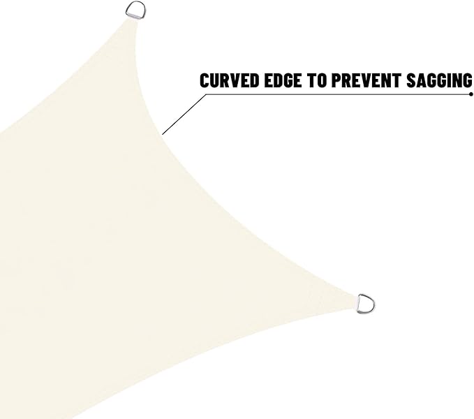 SUNNY GUARD Waterproof Sun Shade Sail 9' x 12' Cream Rectangle UV Block Sunshade - Image 4
