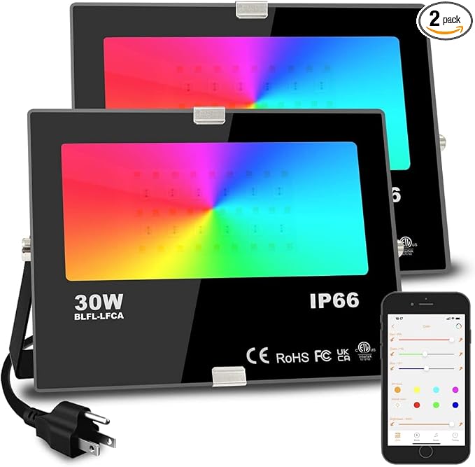 Led Flood Light 30W, 300W Equivalent 3000 LM Outdoor Color Changing Led Stage by MELPO