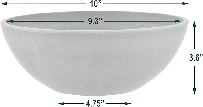 PSW Pot Collection M25TC 8-inch Plastic/Stone/Wood Composite Low Bowl Planter – - Image 4