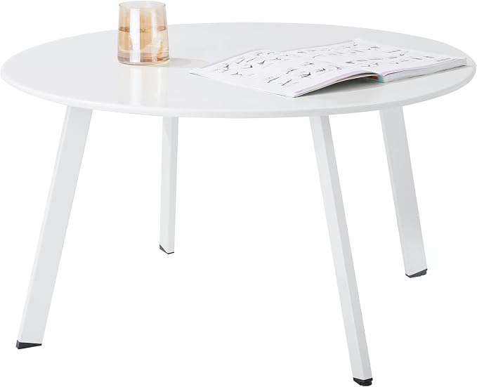 Outdoor Side Table, Outdoor/Indoor Metal Steel Patio Coffee Table, Round by Meluvici
