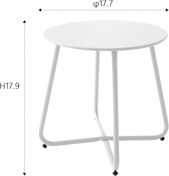 Patio Outdoor Side Table Waterproof Round Metal Steel Small Side Table Weather - Image 3
