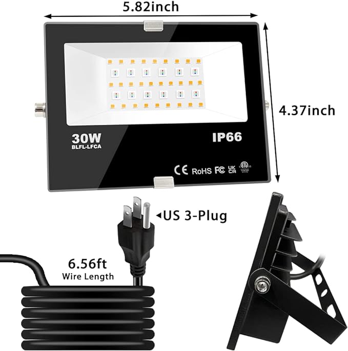 LED Flood Light Outdoor 30W, 300W Equivalent 3000LM Smart RGB Landscape Lighting - Image 8