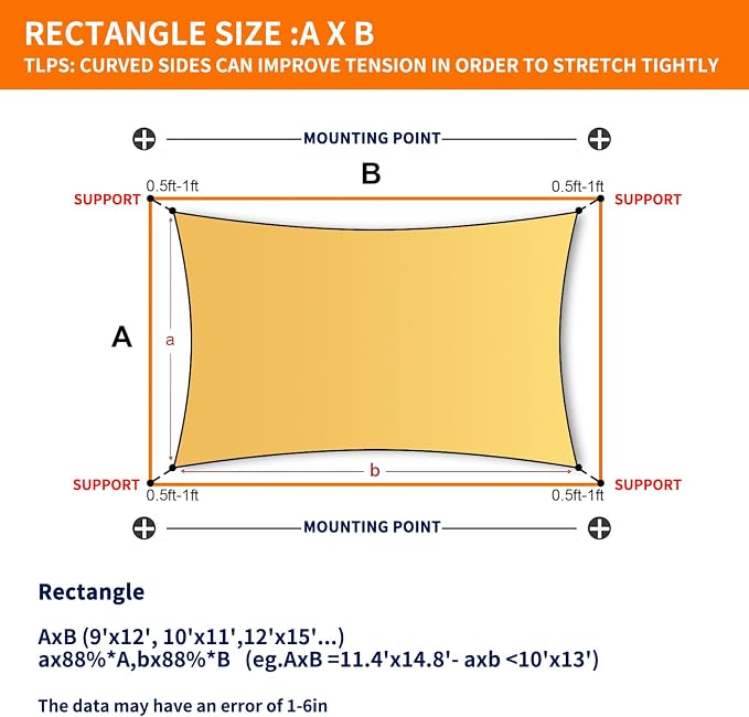 8'x8' Sun Shade Sail Curved Commercial Outdoor Shade Cover Dark Grey Rectangle - Image 2