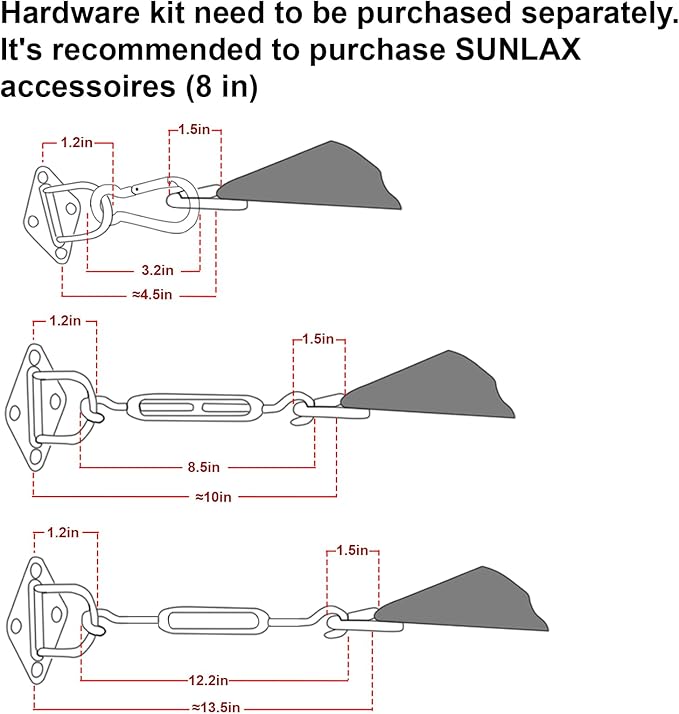 SUNLAX Large Sun Shade Sail 20' x 23' Dark Grey Rectangle Canopy Sail Shade - Image 3