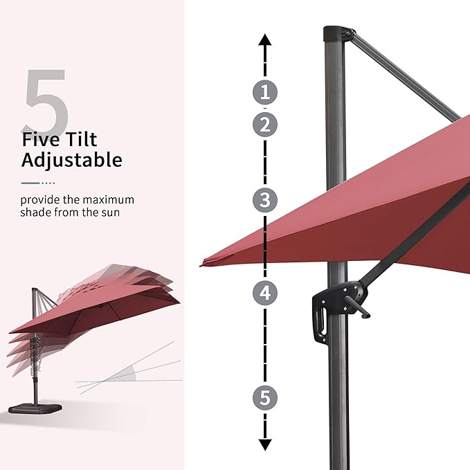 PURPLE LEAF 9' X 11.5' Patio Umbrella Outdoor Cantilever Rectangle Umbrella - Image 3