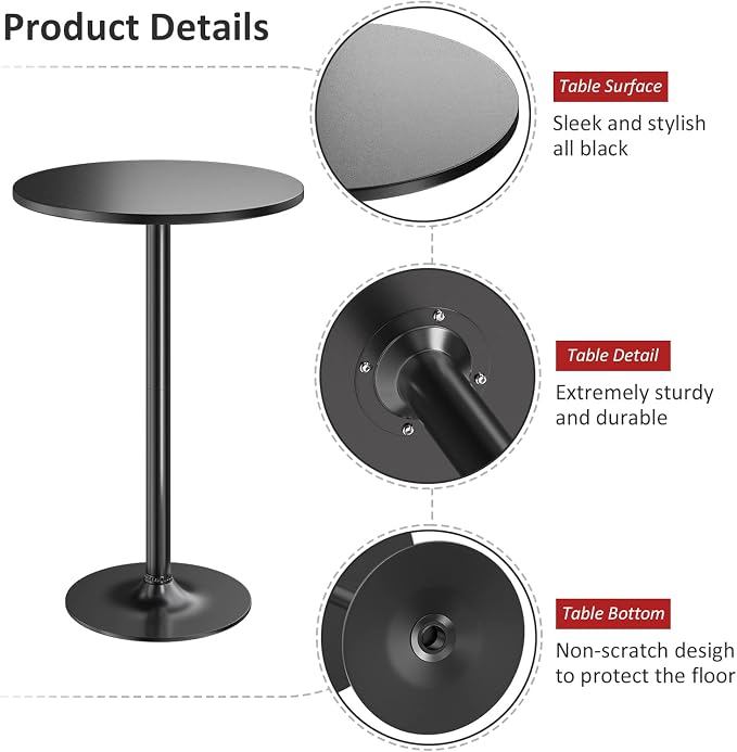 Furmax Bistro Pub Table Round Bar Height Cocktail Table - Image 4