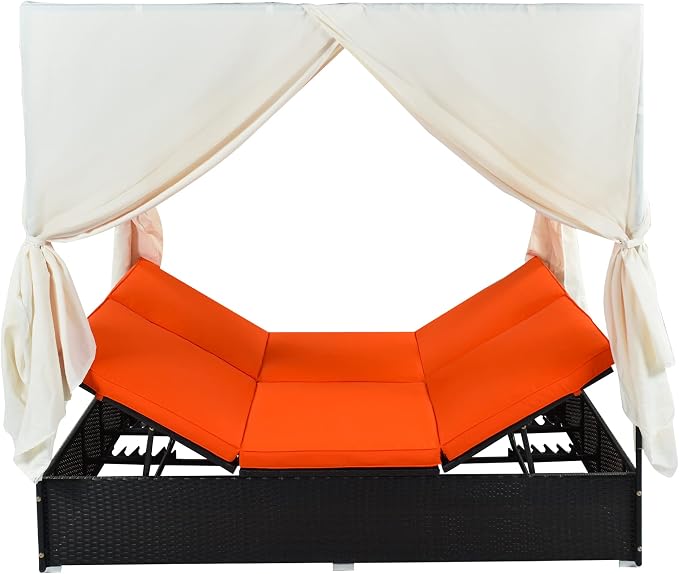 Wicker Metal Outdoor Bed Lounger - Image 7