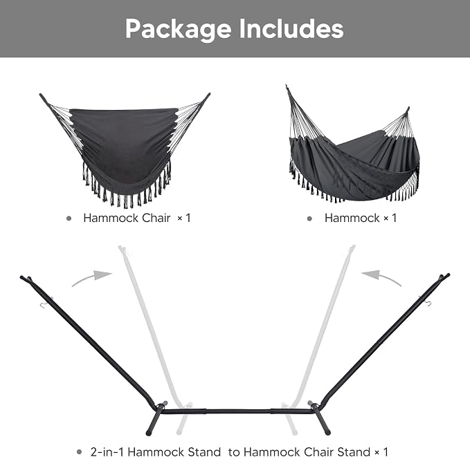 SUNCREAT 2-in-1 Hammocks Convertible Portable Double Hammock - Image 3