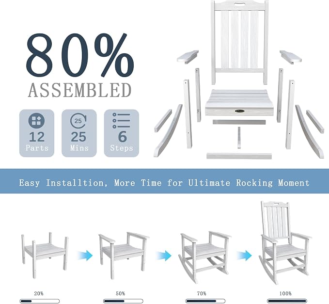 Oversized Rocking Chair Set of 4, Outdoor Rocking Chair - Image 9