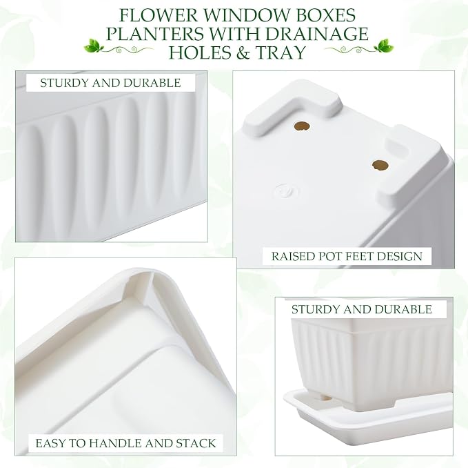6 Packs 27 Inch Window Flower Box Extra Large Window Sill Herb Garden Long - Image 6