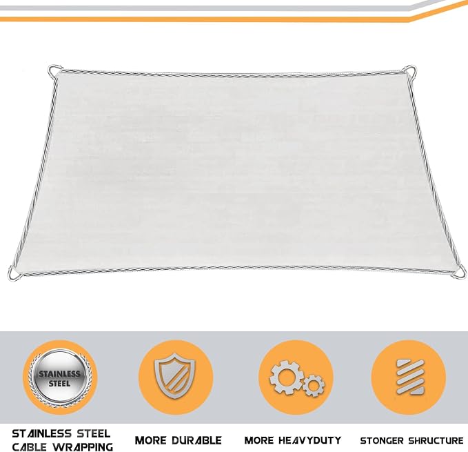 Upgraded with High-Strength Steel Cable Edges 8' x 12' Sun Shade Sail Sand - Image 3