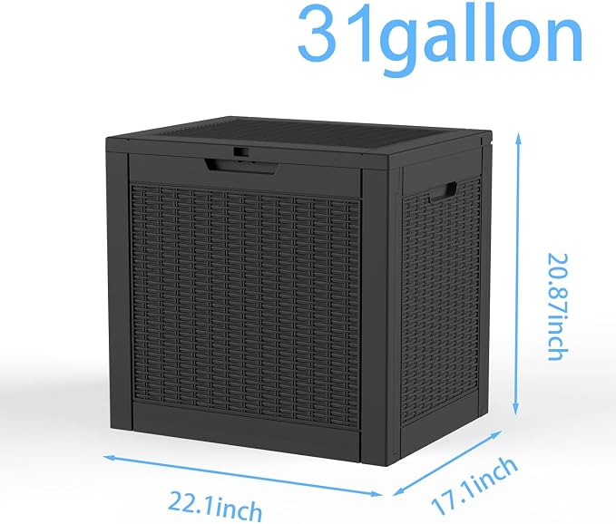 EasyUp 31 Gallon Resin Deck Box Waterproof, UV Resistant Outdoor Storage Box - Image 2