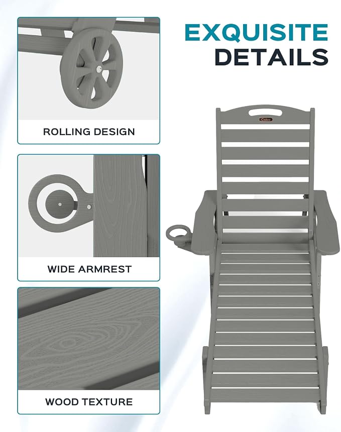 Outdoor Lounge Chair Set of 4, All Weather Patio Chaise Lounge Chairs - Image 5