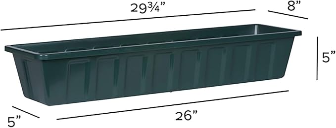 Root & Vessel Poly-Pro Plastic Flower Box Planter, Hunter Green - Image 3