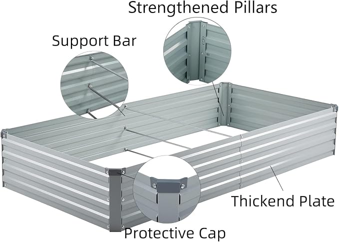 3 Pack 6x3x1FT Galvanized Raised Garden Beds Kit Outdoor Metal Gardening - Image 3