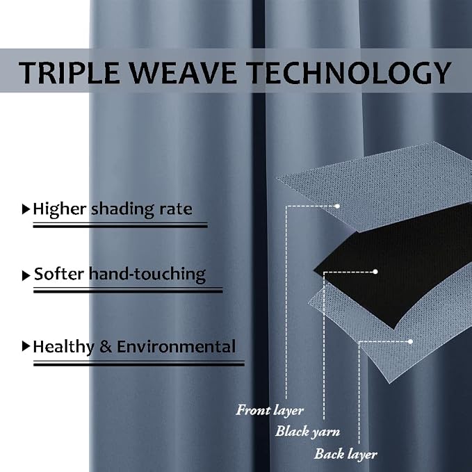 NICETOWN Patio Curtain for Outdoor Waterproof, Rustproof Ring Top Blackout - Image 3