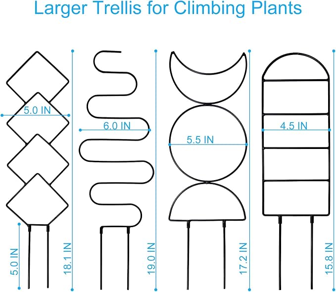 4 Packs 19 in Heighten Trellis for Climbing Plants Indoor, HENABLE Small Garden - Image 6