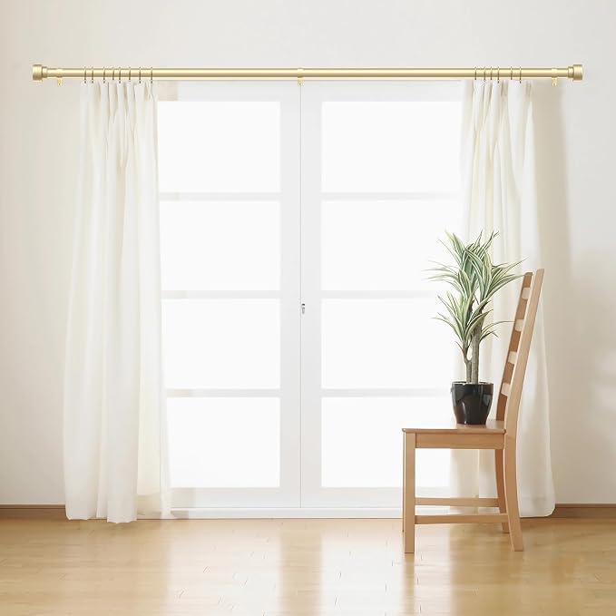 Time Forest Curtain Rods for Windows 28 to 48, 1 Inch Adjustable Gold Heavy - Image 3
