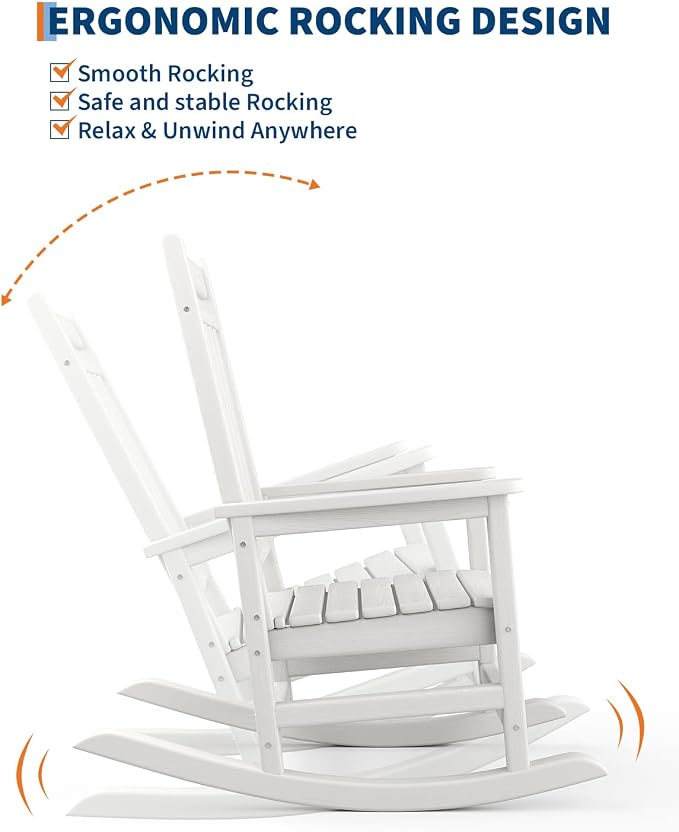 GarveeLife Poly Lumber Rocking Chair Outdoor Set of 6 - Image 4