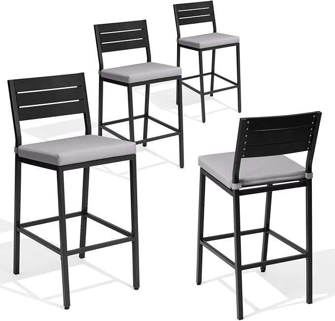 Crestlive Products Outdoor Bar Stools Set of 4, Patio Counter Height Barstools - Image 2