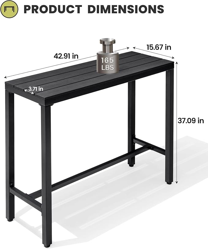 Crestlive Products Outdoor Bar Table and Chairs Set, 3 Piece Outside Patio Bar - Image 7