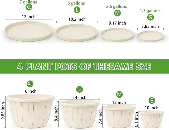 Quarut Plant Planters Pots Set of 4 Pack 16 Inch，Large Plastic Flower Pot - Image 3