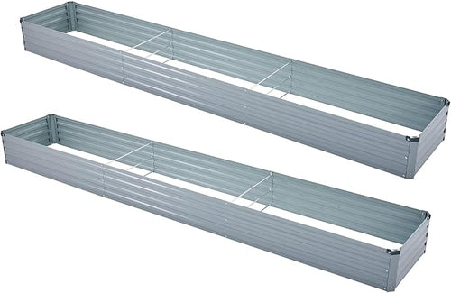 2 Pack 12x2x1FT Galvanized Raised Garden Bed Kit, Outdoor Metal Planter Box by Meberam