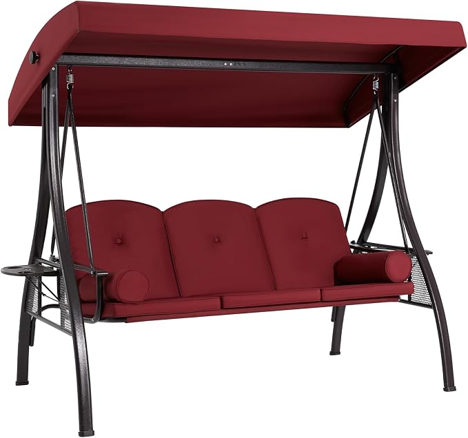 HOMREST 3 Seat Outdoor Porch Swing by HOMREST