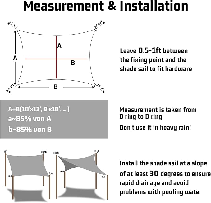 LOVE STORY Right Triangle 12'x14'x18.4' Waterproof Sun Shade Sail Canopy UV - Image 2