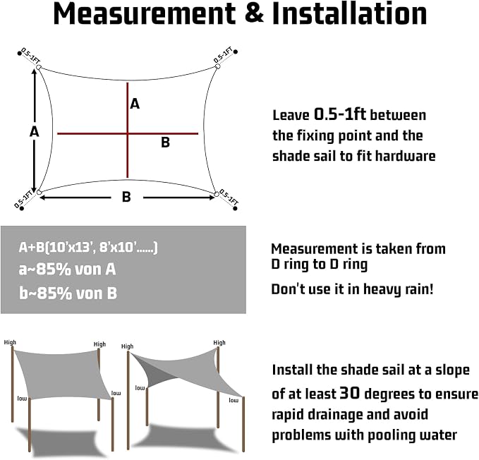 LOVE STORY Rectangle 5'x9' Waterproof Sun Shade Sail Canopy UV Block - Image 2