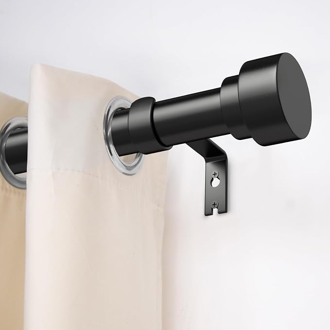 2 Pack Curtain Rods for Windows 66 to 120, 1 Inch Black Adjustable Heavy Duty - Image 2