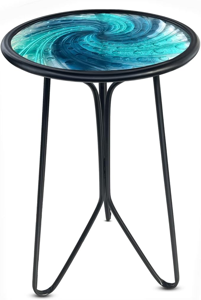 LIFFY Patio Side Table, Small Round End Table, Metal Side Table Outdoor by LiffyArt